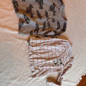 Carter's Kids Long Sleeve Tees - Gray and White